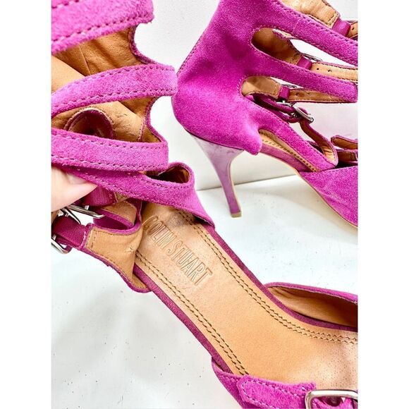 Colin Stuart Sandals Womens Size 9 Purple Leather Open Toe Strappy Heels - Picture 8 of 9